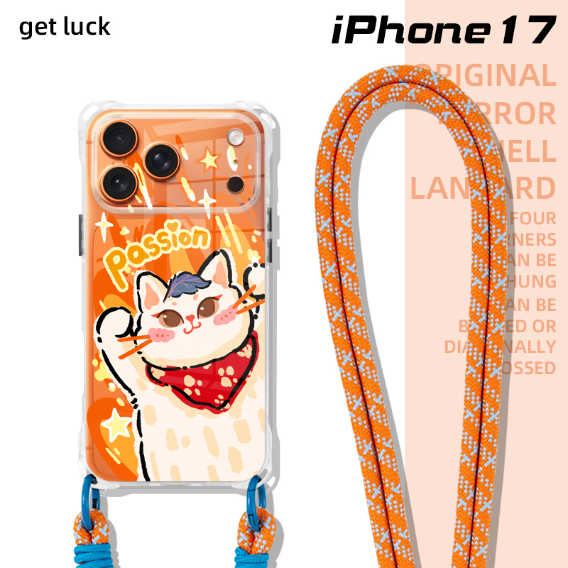 原创passion猫猫适用华为mate70苹果17promax手机壳卡通透明pura80斜挎创意iphone16plus小众挂绳15pro手提14