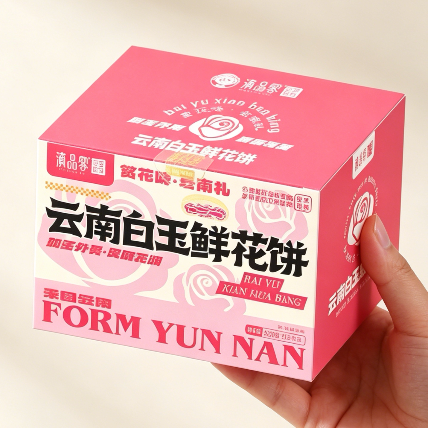 滇品客农科院云南白玉玫瑰鲜花饼传统酥皮糕点心休闲解馋零食盒装