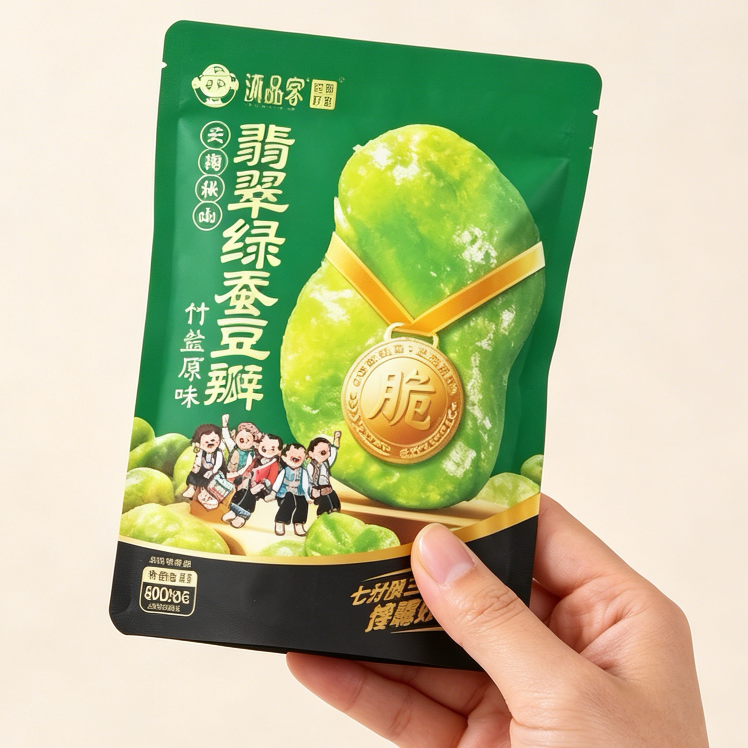 滇品客云南保山翡翠绿心蚕豆蒜香小袋独立包装去壳绿豆瓣兰花豆