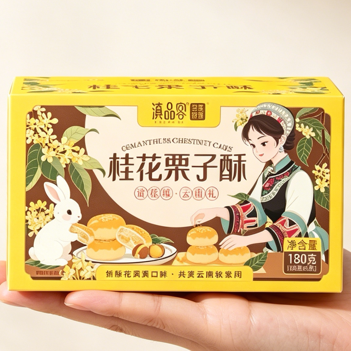 滇品客桂花栗子酥鲜花饼云南特产板栗桂花饼中式糕点心解馋伴手礼