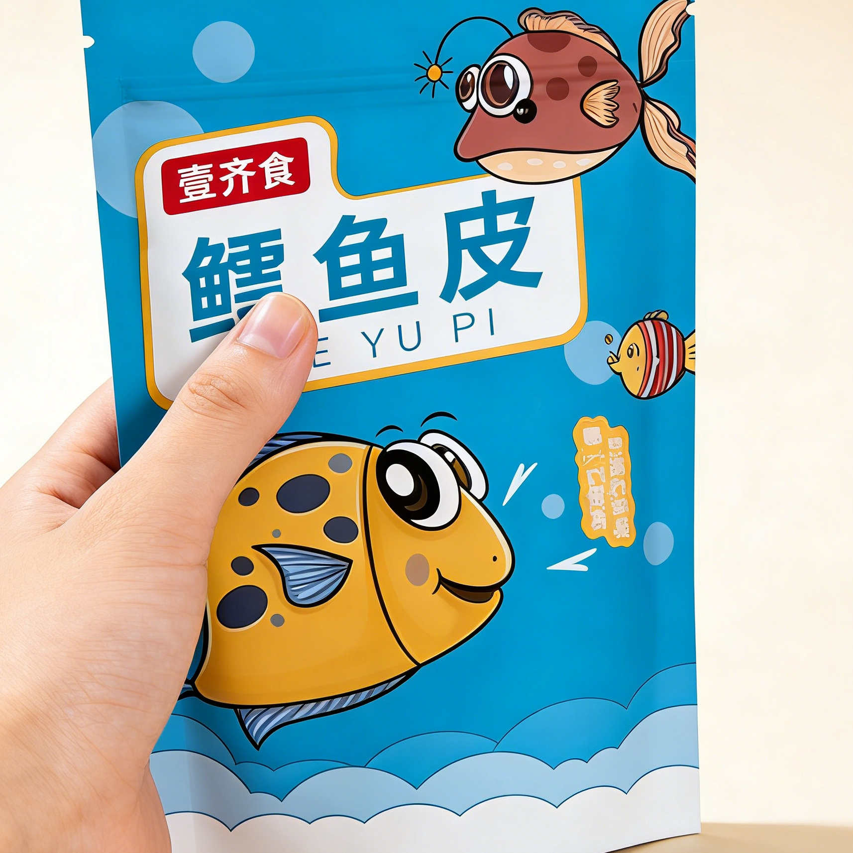 壹齐食鳕鱼皮甜辣大袋孜然芝麻办公室休闲零食小吃馋嘴下酒菜香辣