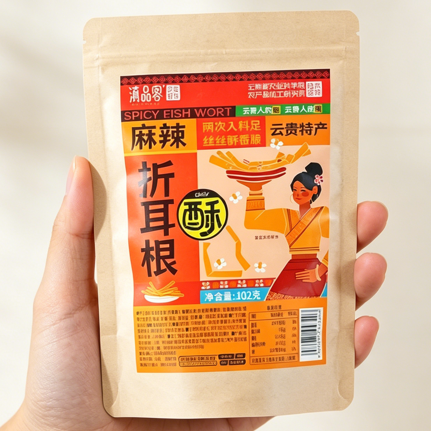 滇品客农科院香酥折耳根云南特产即食油炸鱼腥草麻辣折耳根零食