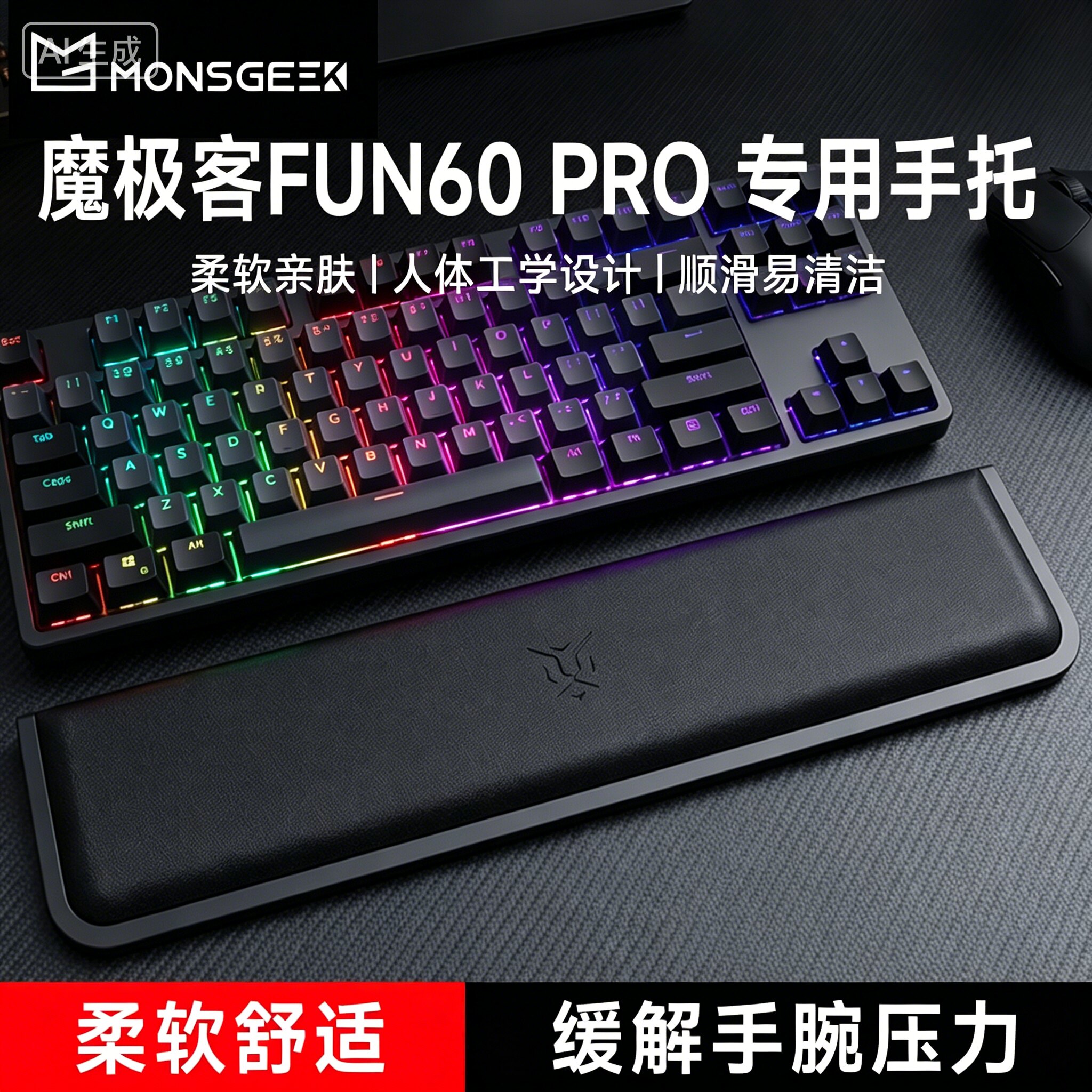 适用魔极客FUN60 PRO键盘手托游戏专用手腕托办公室护腕垫耐磨