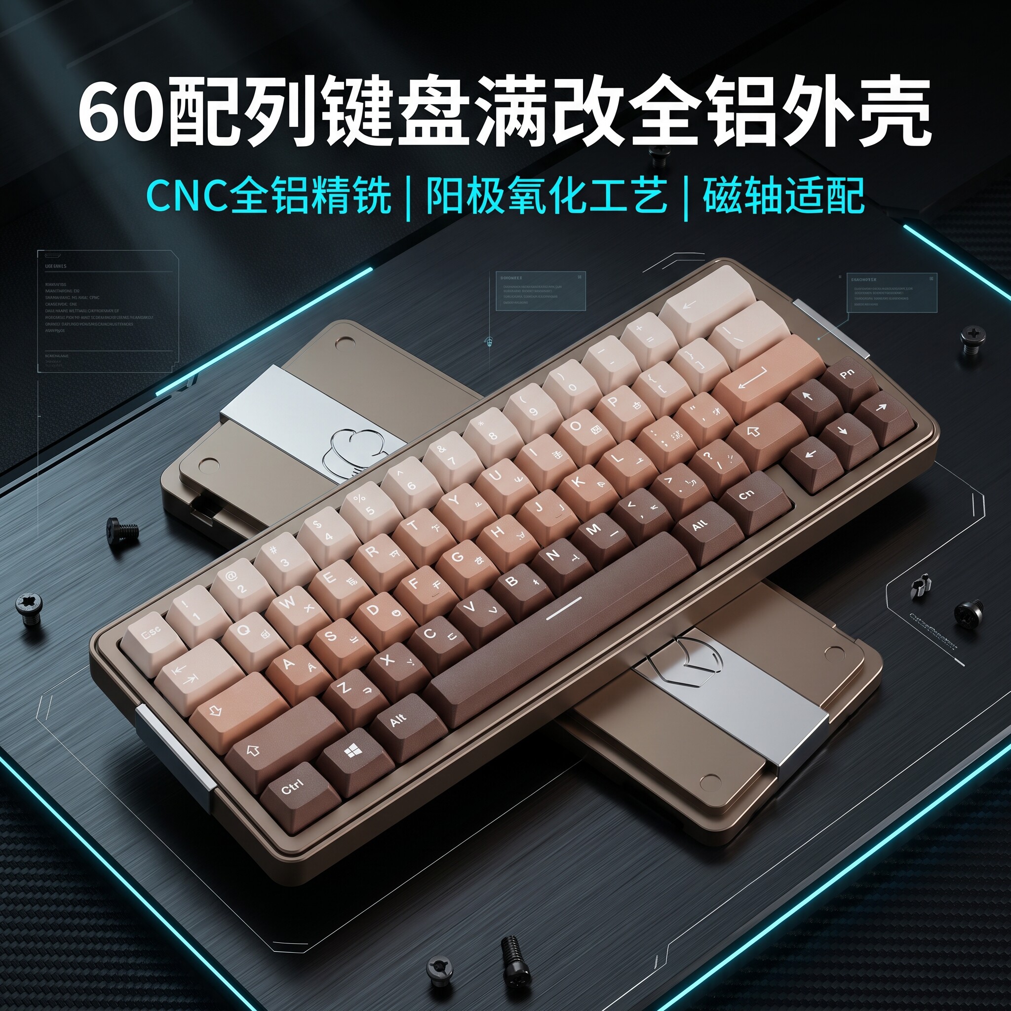 60键盘客制化wooting60he+/hev2铝壳GH60磁轴键盘MAD60/EV63满改图片
