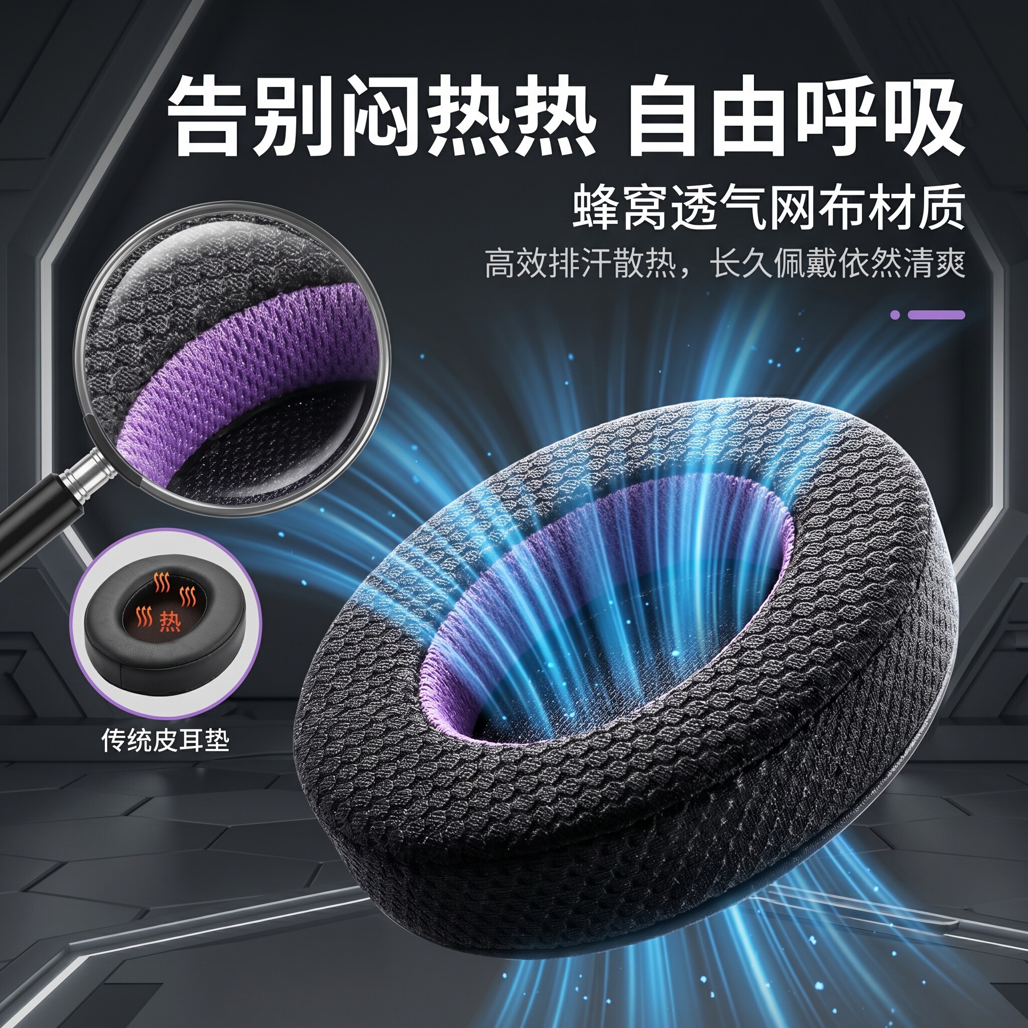 适用金士顿HyperX极度未知飓风2耳罩飓风2灵动耳机套飓风3耳垫飓风3S皮套飓风2幻彩耳机保护套耳机罩皮套替换