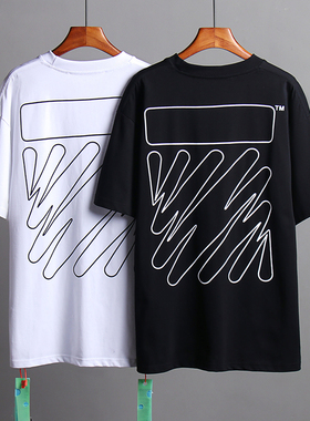 OFF-WHIOS 2022夏季新品简约印花短袖男女同款圆领情侣OWt恤潮牌