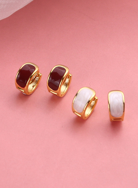 s925银针红色耳扣耳环女小众设计感高级圆圈耳饰独特耳圈秋冬新款