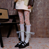 古早花绪簿 碎花连裤 袜×流苏×波点绑带小腿古早昭和文艺复古风