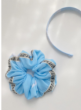 misspatina 蓝天白云音符织带手工大肠发圈+发箍套装发饰丸子头饰