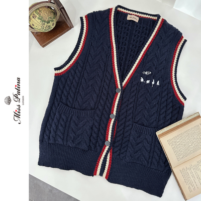 MP复古猫咪刺绣百搭毛衣马夹背心