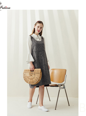 MP英伦复古原创设计 经典花灰百搭可提供剪短服务学院风背带裙