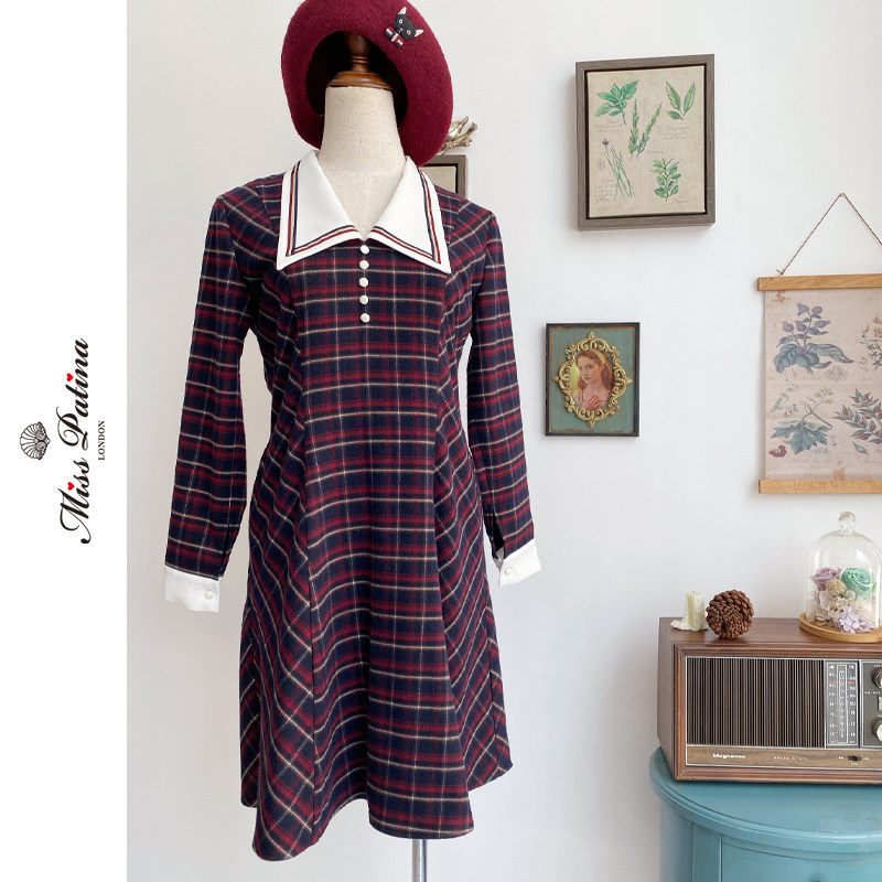 MP学院风苏格兰格子连衣裙