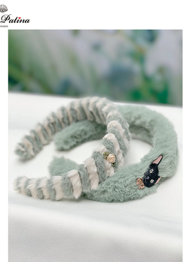 MissPatina 软萌香草薄荷毛毛发箍 猫咪刺绣发箍