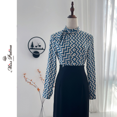 MP折线纹系带长袖衬衫