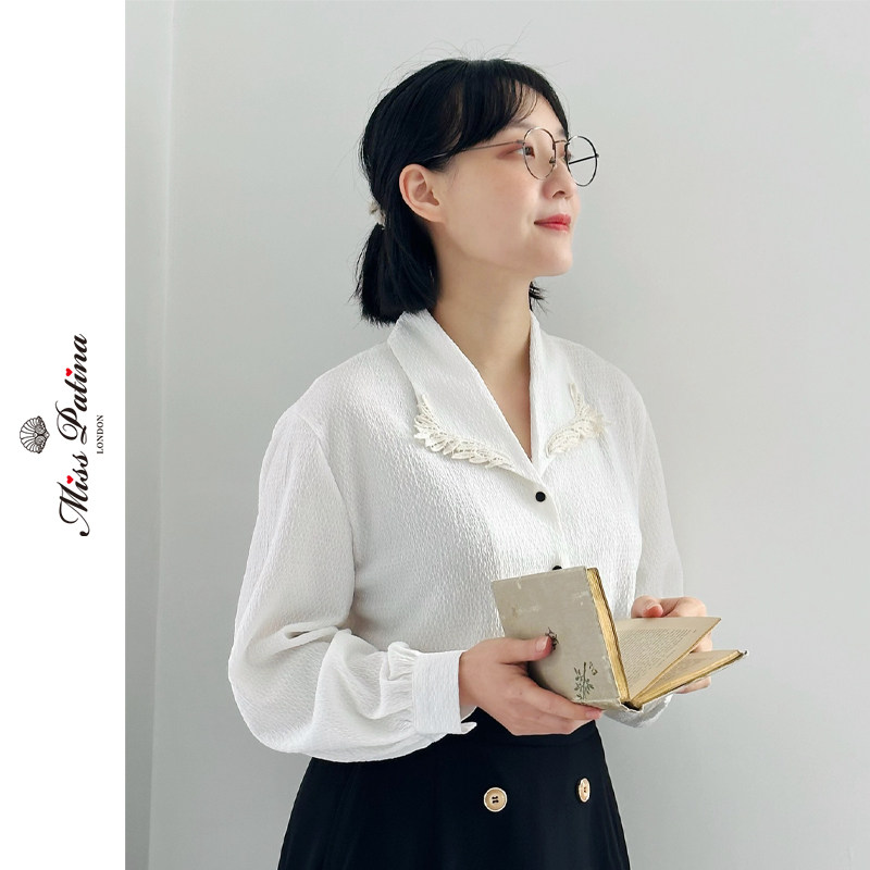 MP知性翻领肌理感长袖白衬衫