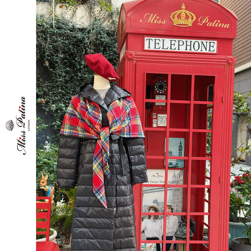 MP连帽加长款轻薄修身羽绒服82白鸭绒保暖（可调节长度）送披肩