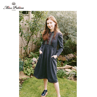 MP英伦复古原创设计 70年代波西米亚草原民族风立领长袖连衣裙