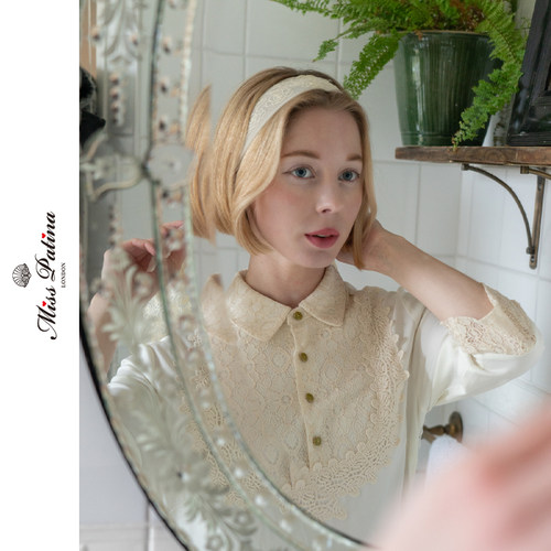 英式古典蕾丝花边装饰七分袖长裙