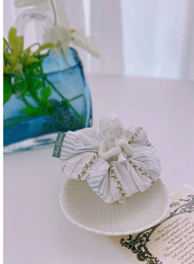 misspatina 全棉ins田园风刺绣小花条纹手工大肠发圈发饰丸子头饰