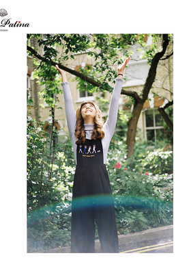 MP英伦复古原创设计 Vintage百搭刺绣修身背带裤