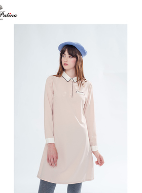 MissPatina英伦复古原创设计 小白领学院修身百搭OL长袖连衣裙