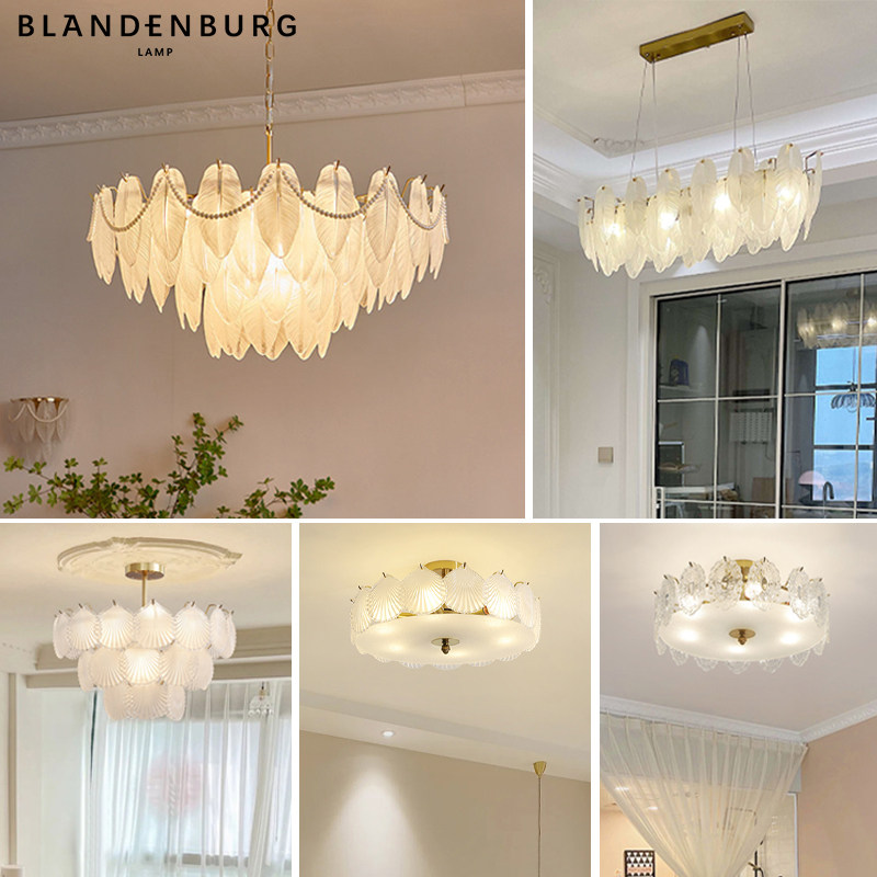 法式羽毛吊灯奢华客餐厅灯组合灯具现代简约设计款全屋套餐大厅灯
