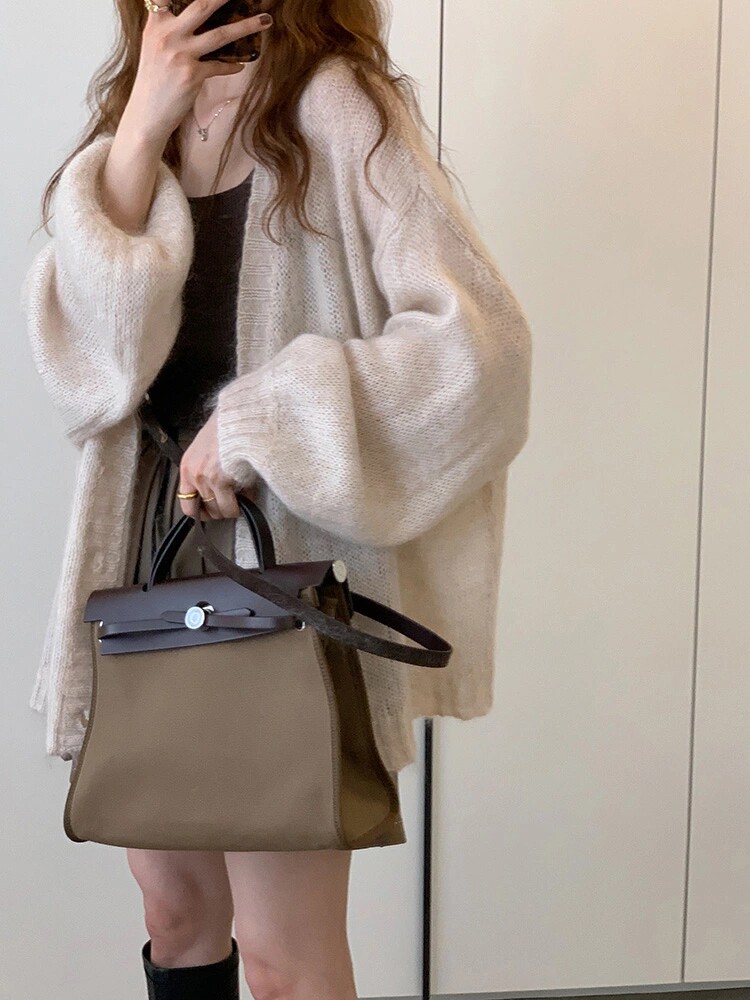 KNITTED CARDIGAN WOMENS THIN SPRING AND AUTUMN 2024 NEW LOOSE AND LAZY FOREIGN AIR SOFT AND GLUTINOUS SOFT AND COMFORTABLE SWEATER JACKET