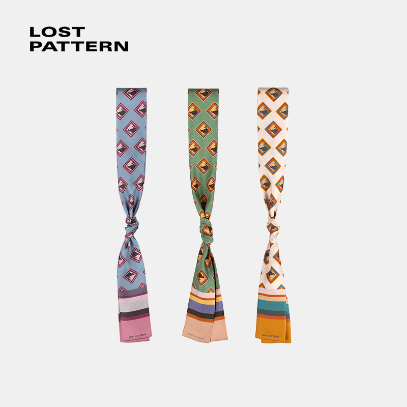 独立设计师品牌 原创印花真丝平角窄丝巾