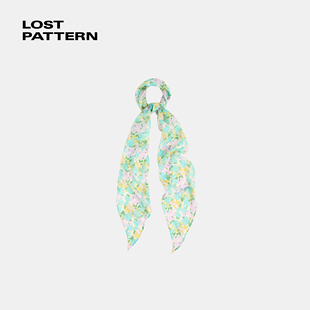 双成记LOST PATTERN夹竹桃印花雪纺长丝巾 复古桑蚕丝斜角丝巾