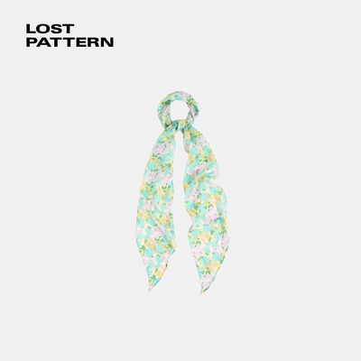 双成记LOST PATTERN夹竹桃印花雪纺长丝巾 复古桑蚕丝斜角丝巾