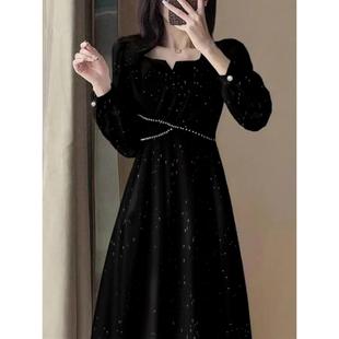 ROUMIKL大码女春秋法式红色轻奢高级感礼服连衣裙胖mm显瘦收腰A字