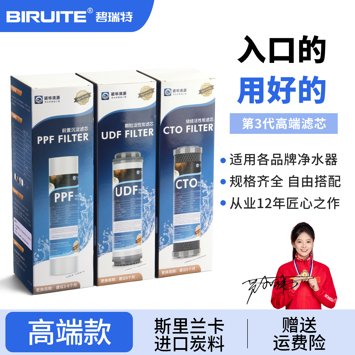 碧瑞特优质椰壳炭PP棉净水器滤芯