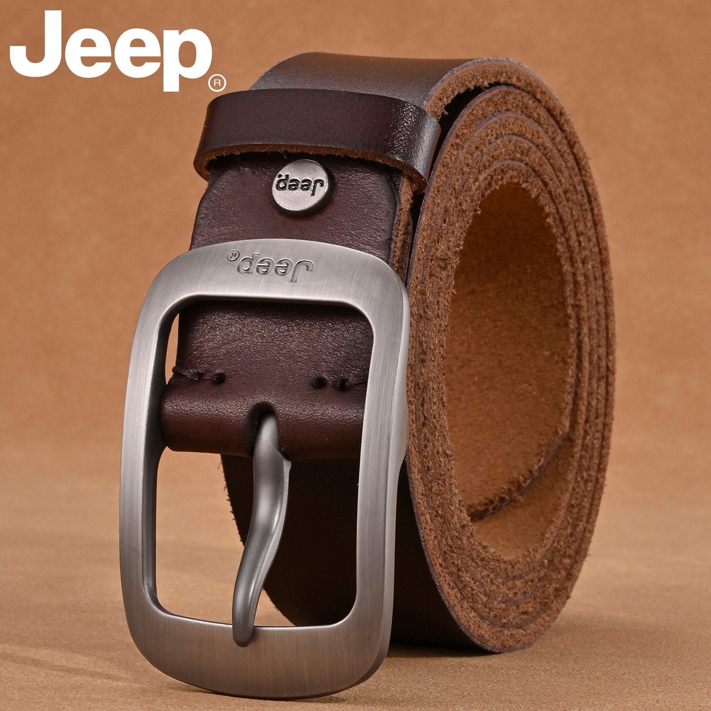 吉普真纯牛皮腰带男针扣复古潮