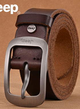 Jeep吉普真皮纯牛皮腰带男休闲手工皮带男真皮针扣正品复古裤带潮