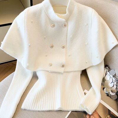 法式斗蓬长袖针织衫毛衣