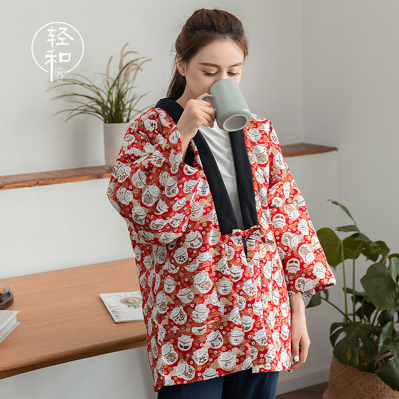 日式秋冬棉袄加厚保暖和风家居服半缠复古袢缠式系带外套