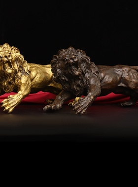 黄铜狮子黄铜狮子雄狮子家居装饰办公室工艺品摆件