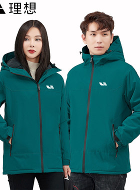 秋冬墨绿色理想加绒工作服棒球服卫衣定制公司4s店工装外套印logo