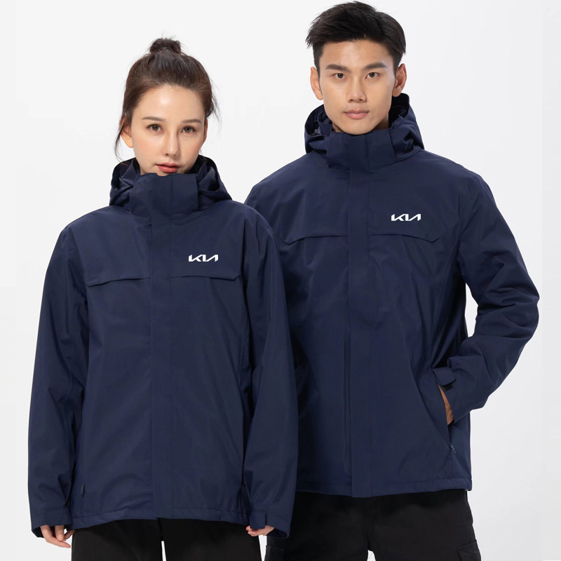 悦达起亚冲锋衣冬季4s店工作服售后棉上衣前台职业装维修服两件套