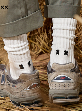 MENXX白色袜子男秋冬长筒袜7A抗菌加厚运动防臭吸汗纯棉黑色长袜