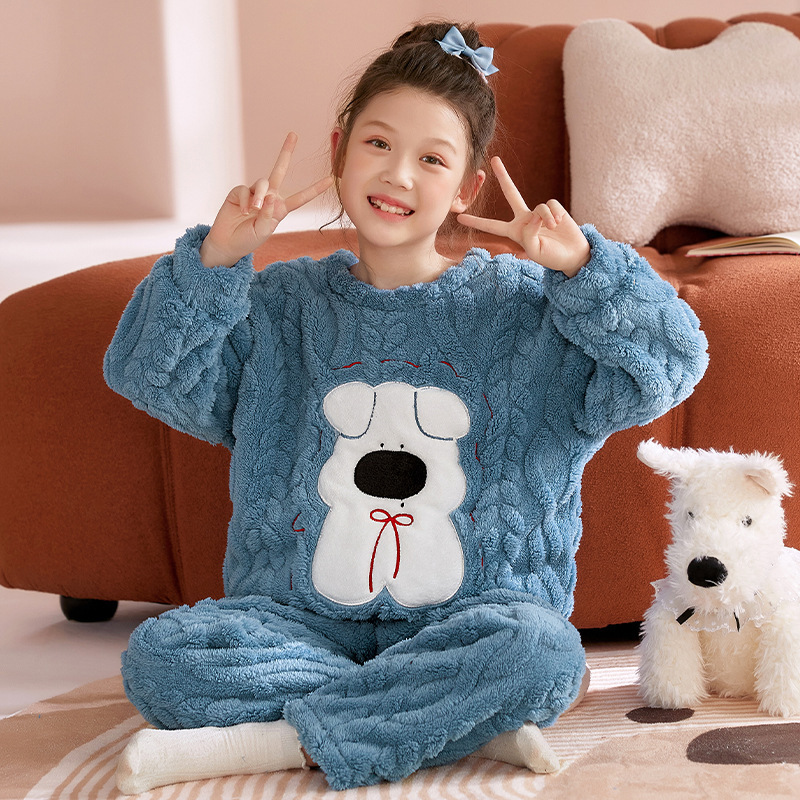女童睡衣2025新款秋大童初中生珊瑚绒加绒加厚秋冬保暖家居服套装