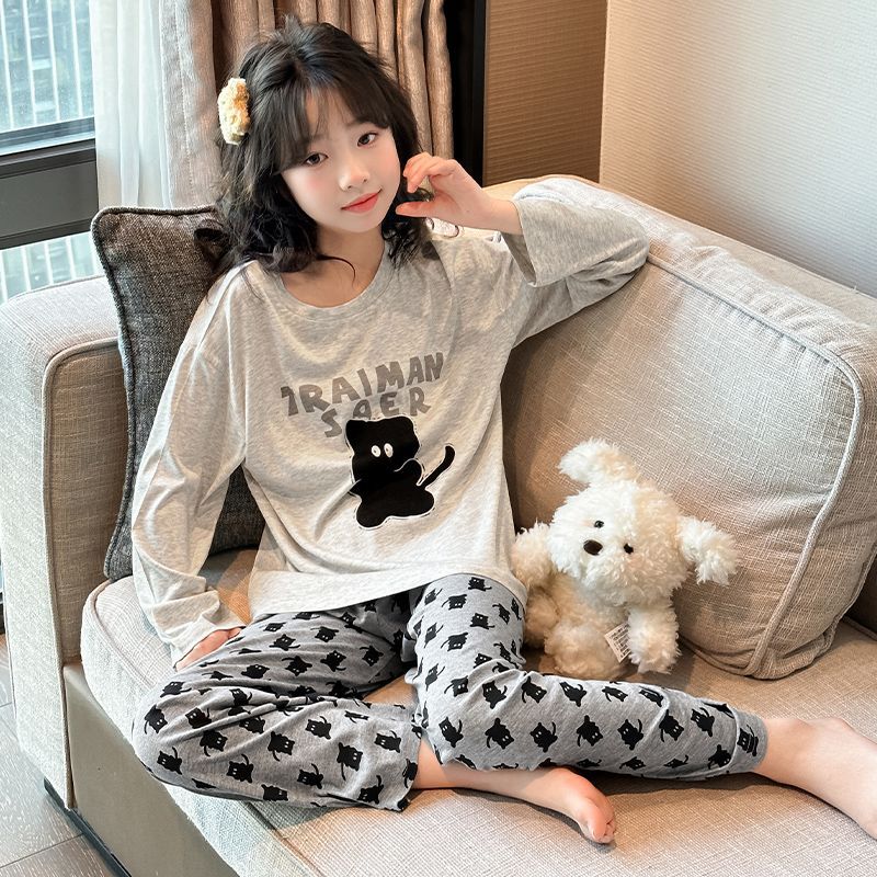 莫代尔女童睡衣春秋装新