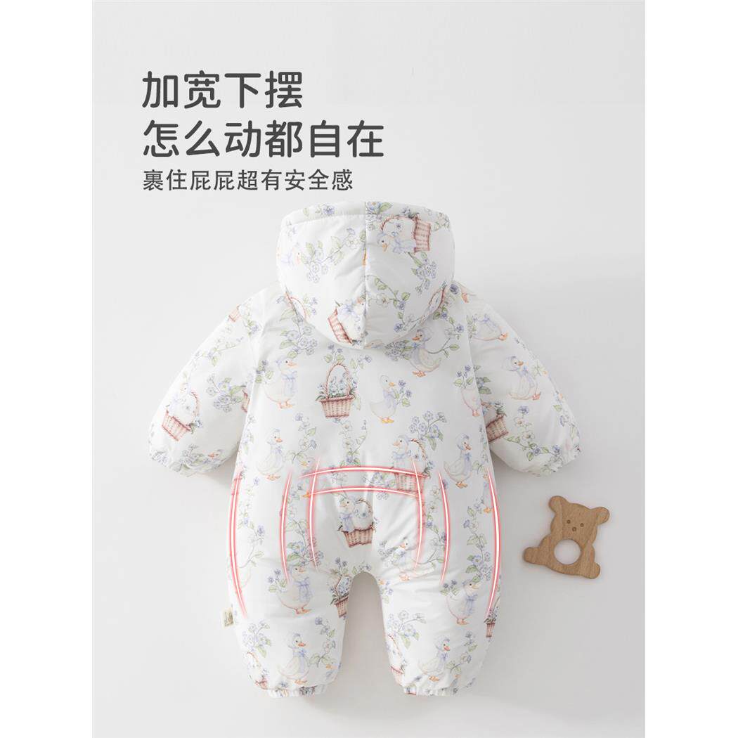 婴儿连体衣180g棉服连帽