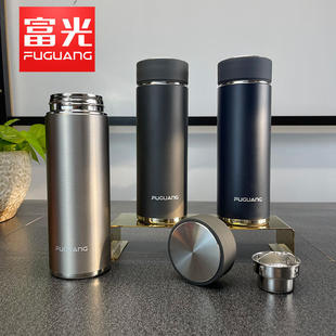 富光官方正品 商务办公泡茶杯子304不锈钢印字 森睿真空保温杯男士