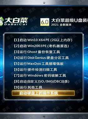 大白菜pe一键装机win11纯净win7重装系统u盘win10安装系统修复