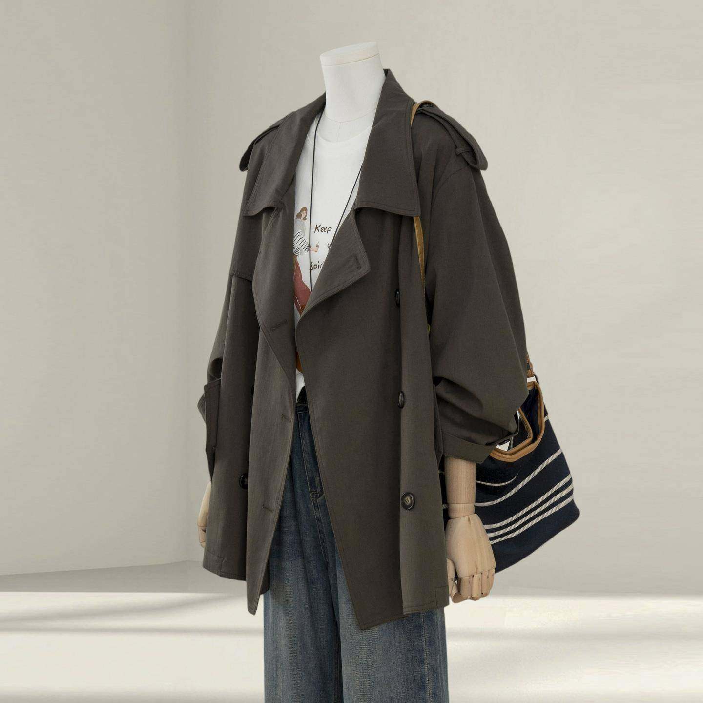 超好看风衣外套女小个子2025春秋新款高级感韩系休闲宽松短款大衣