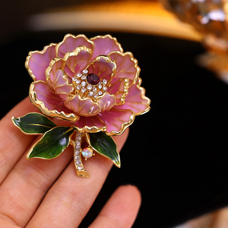 法国YaoYiZun牡丹花朵胸针女2025新款国风设计感优雅高档胸花别针