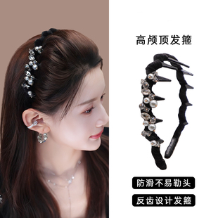 法国LastKiss珍珠发箍女款高级感洋气时尚发卡高颅顶丝绒水晶头箍