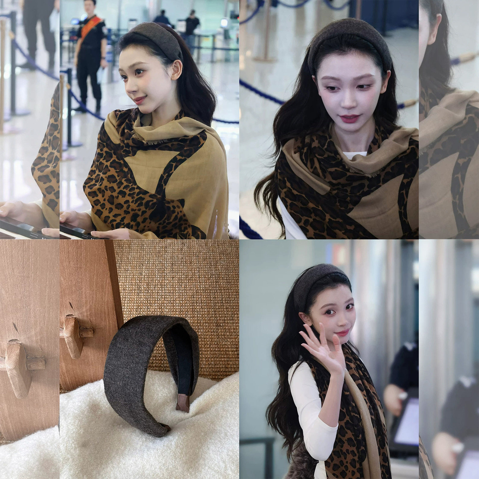 易梦玲同款深棕色宽边发箍
