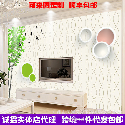 20253D自粘壁纸电视背景墙几何线条壁纸影视墙立体圆圈背景墙